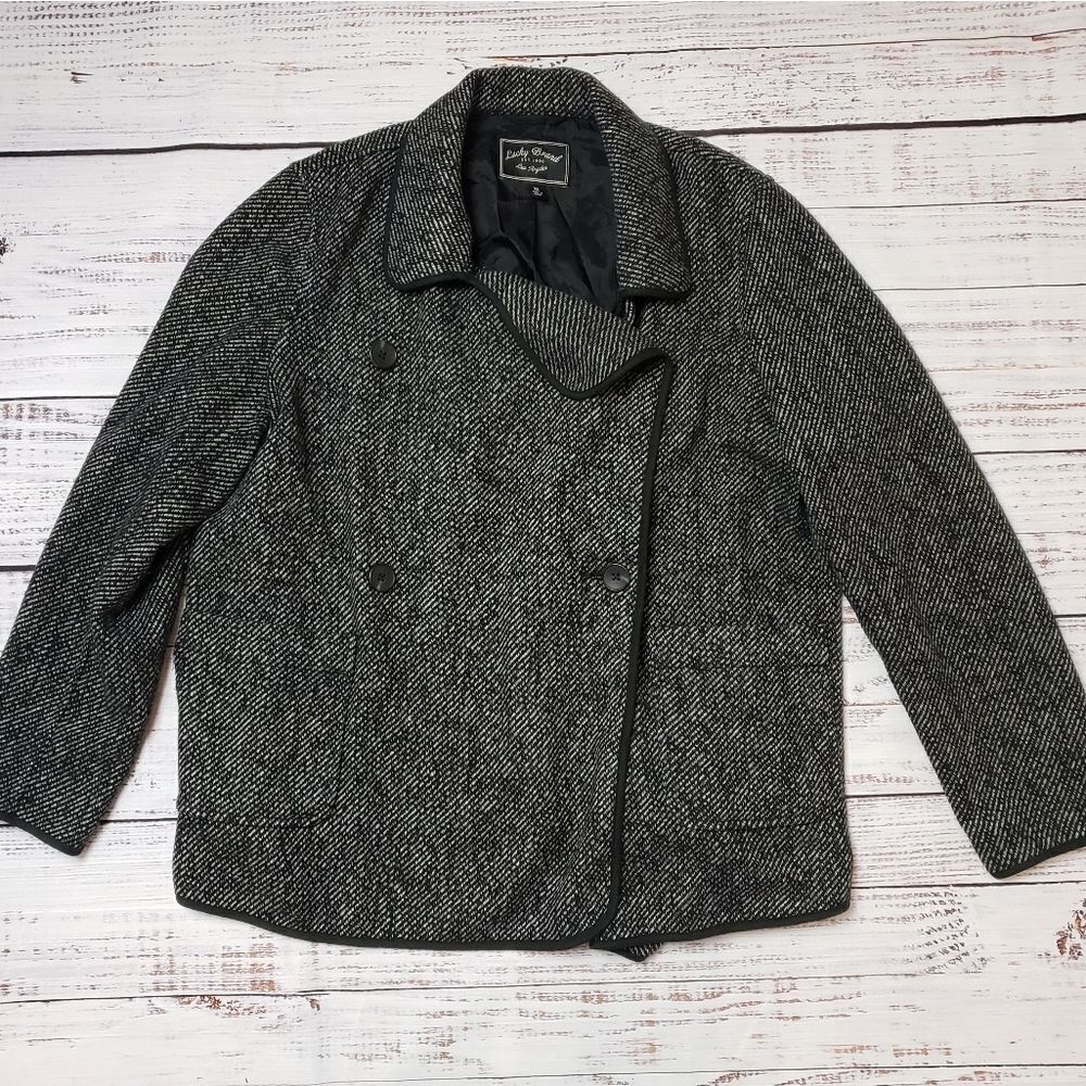 Lucky Brand Drape Front Wool Jacket pea coat
